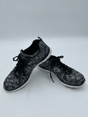 Skechers Women's Black & Gray Marled Lace-Up Athletic Sneakers
